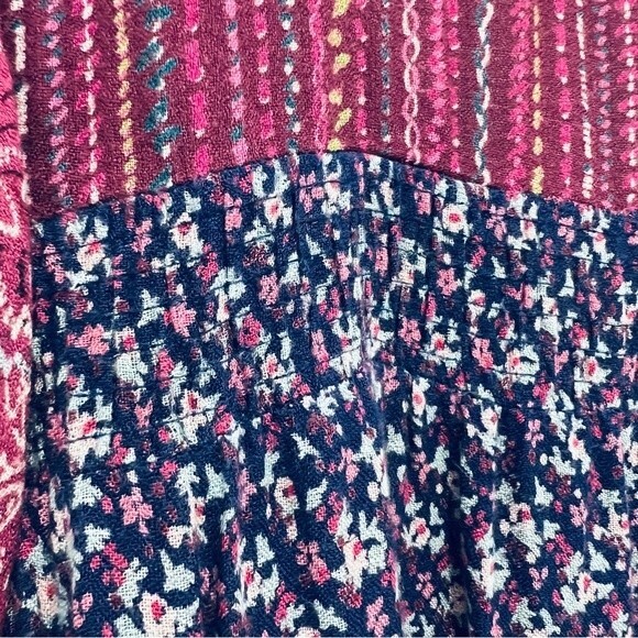Lucky Brand Mixed Print High Low Boho Top 3/4 Ruched Sleeve Women's Size Small - Picture 12 of 12